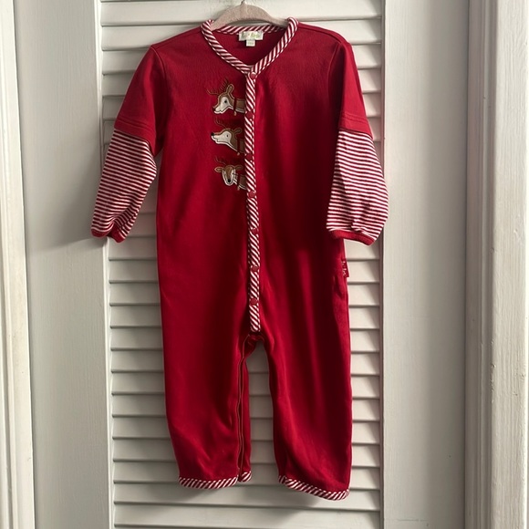Le Top Reindeer Onesie 18M.Back Has Faux “Bum” Snaps W/A 3D Reindeer.LIKE NEW! - Picture 1 of 7